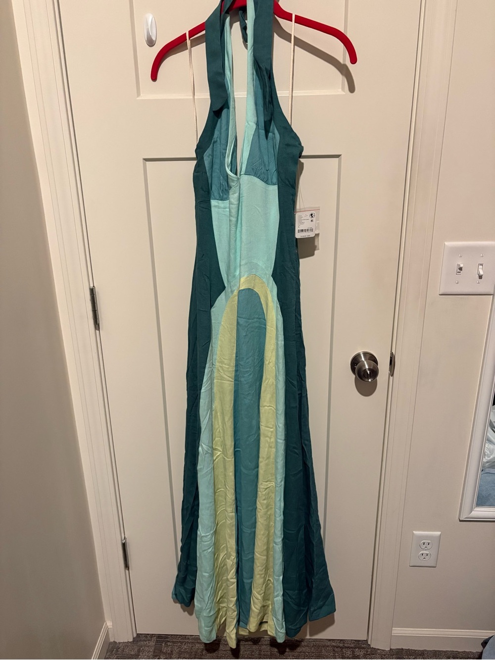 Free People Tropic Pop Maxi Dress Large Color: Blue Lagoon Combo NWT - Picture 4 of 7